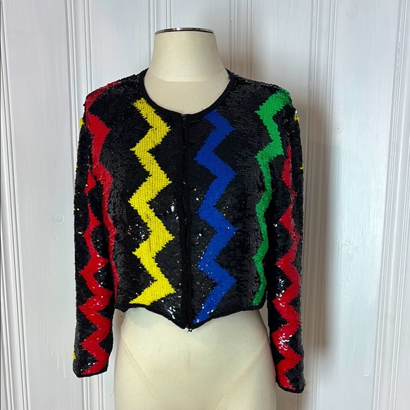 Saks Fifth Avenue Jackets & Blazers - Colorful Sequin Zigzag Jacket